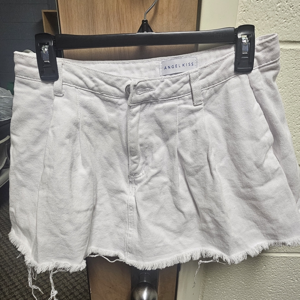 Angel Kiss Women's White Denim Skort